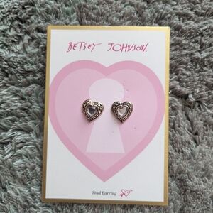 Betsey Johnson studded heart earrings